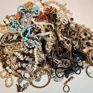 Craft Fashion Jewelry Lot 5+ Pounds Repurpose Parts Pieces Beads Junk Repair